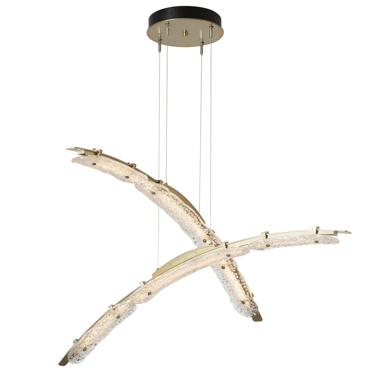 Glissade Double Large LED Pendant LED Clear Glass (ZM) in Modern Brass