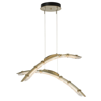 Glissade Double Large LED Pendant LED Clear Glass (ZM) in Modern Brass