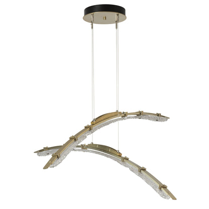 Glissade Double Large LED Pendant LED Clear Glass (ZM) in Modern Brass