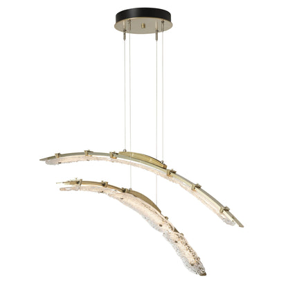 Glissade Double Large LED Pendant LED Clear Glass (ZM) in Modern Brass