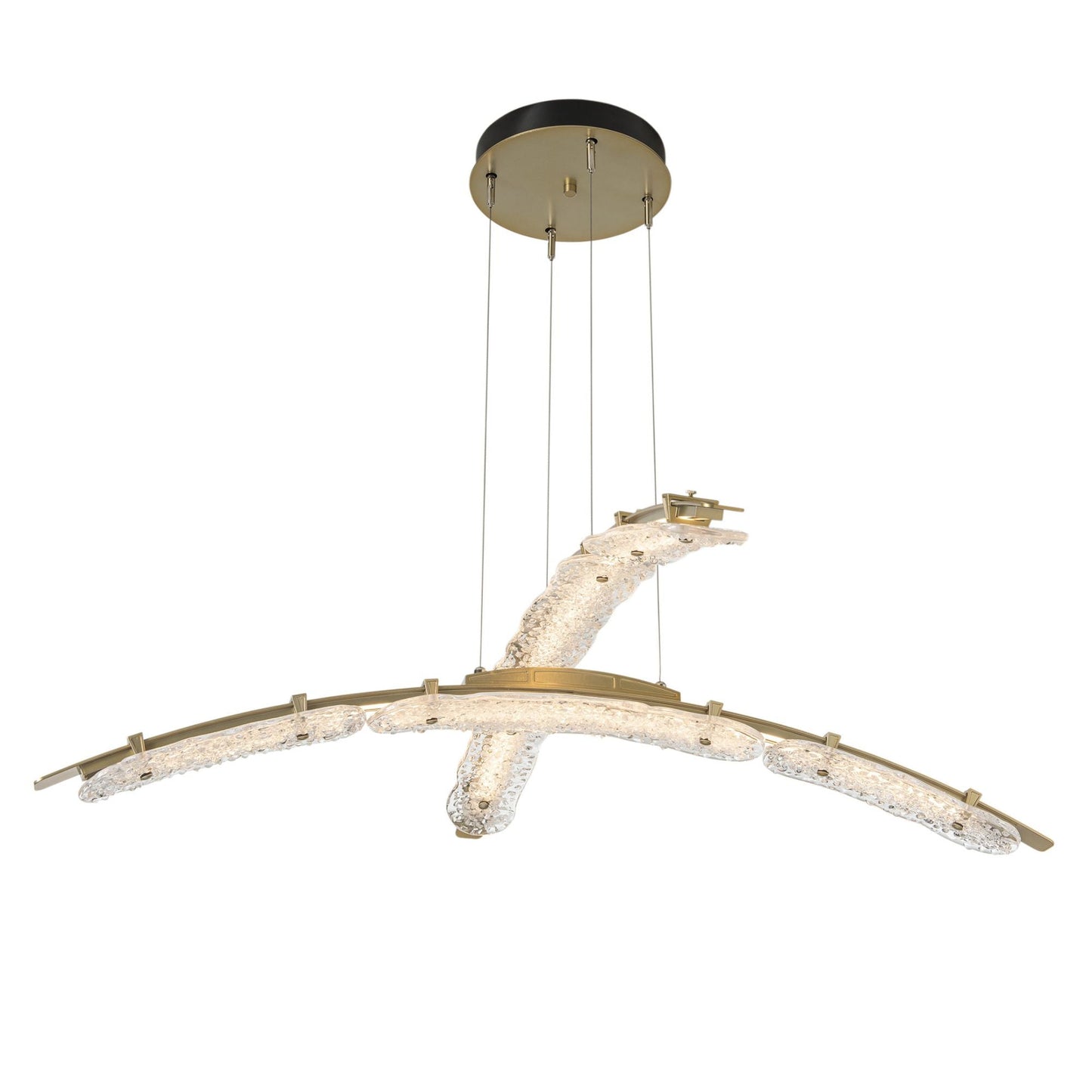 Glissade Double Large LED Pendant LED Clear Glass (ZM) in Modern Brass