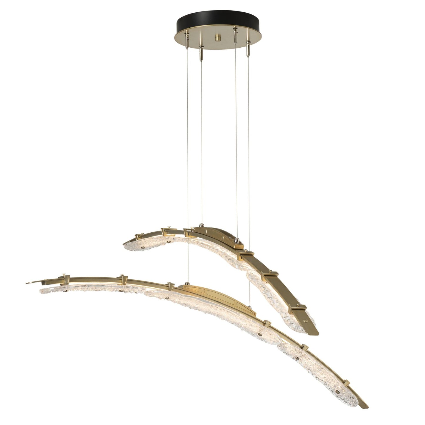 Glissade Double Large LED Pendant LED Clear Glass (ZM) in Modern Brass