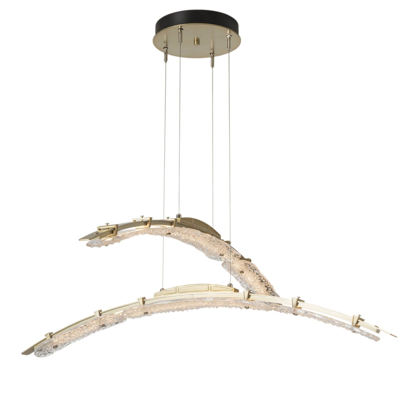 Glissade Double Large LED Pendant LED Clear Glass (ZM) in Modern Brass