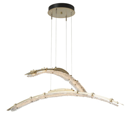 Glissade Double Large LED Pendant LED Clear Glass (ZM) in Modern Brass