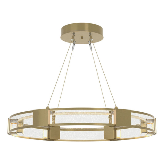 Aura Glass Pendant 6-Light Seeded Clear Glass (II) in Modern Brass