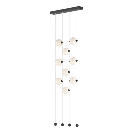 Abacus 9-Light Ceiling-to-Floor LED Pendant LED Opal Glass (GG) in Black