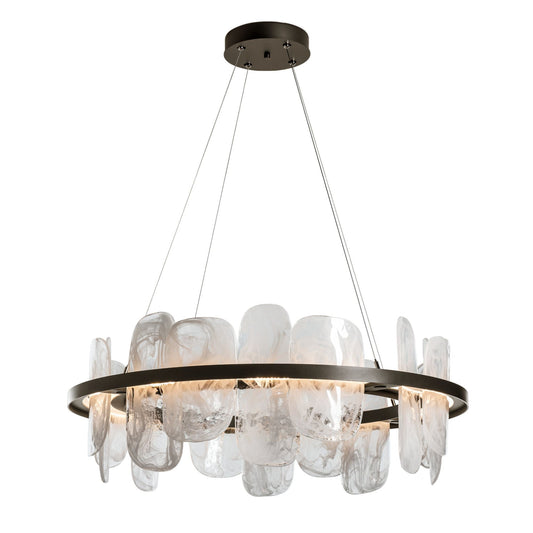 Vitre Circular LED Pendant LED White Swirl Glass (YR) in Oil Rubbed Bronze