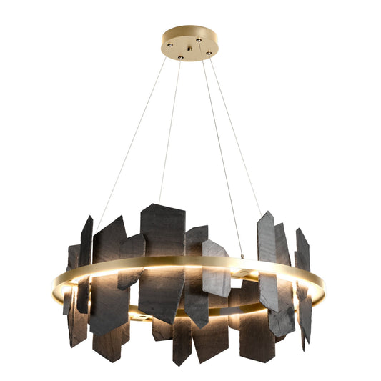 Ardesia Circular LED Pendant Slate LED in Modern Brass