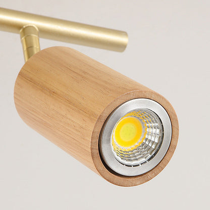 Wooden Adjustable Linear Track Ceiling Light LED Rotating Long Spotlights