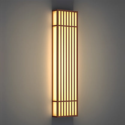 Retro Vertical Stripe Grid LED Waterproof Brown Outdoor Wall Lamp