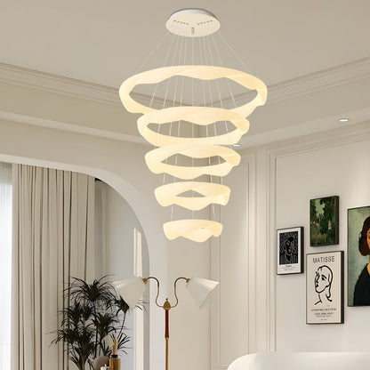 Creative Cream Style Designer Rings 3 Step Dimming Modern Chandelier