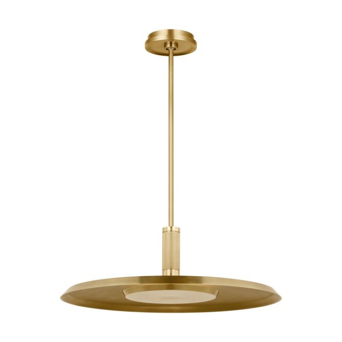 Saucer 1-Light LED Pendant in Natural Brass