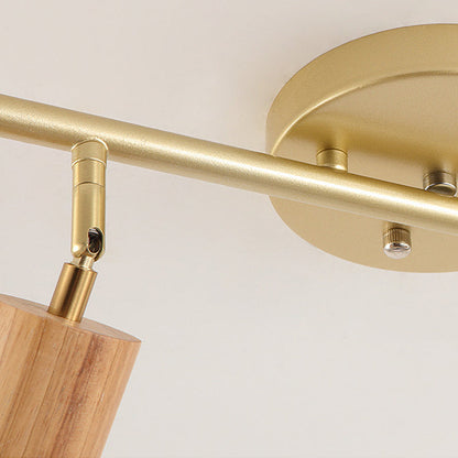 Wooden Adjustable Linear Track Ceiling Light LED Rotating Long Spotlights