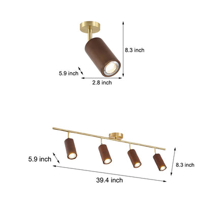 Wooden Adjustable Linear Track Ceiling Light LED Rotating Long Spotlights