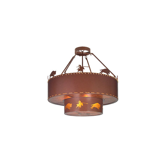 8 Light 36" Wide Pendant with Handmade Shade