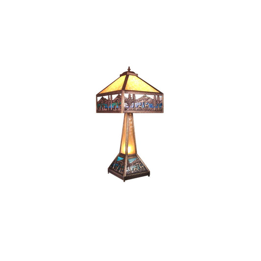 Three Light Up Lighting Table Lamp with Lighted Base from the Deer Lodge Collection
