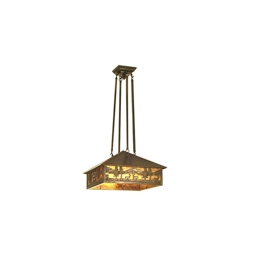 3 Light 23" Wide Pendant with Handmade Shade