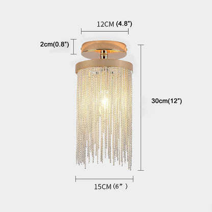 Metal LED Modern Farmhouse Semi Flush Mount Ceiling Light with Tassel Pendant Design