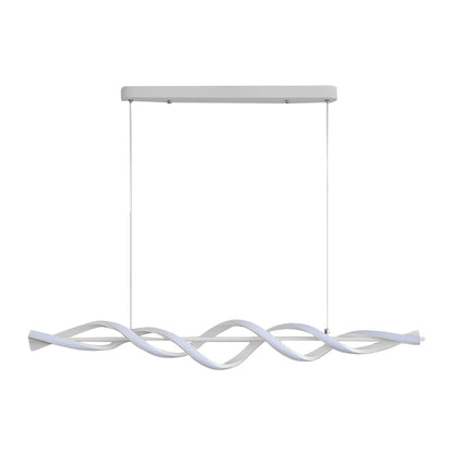 Long Strip Waves Spiral Dimmable LED White Modern Dining Room Chandeliers
