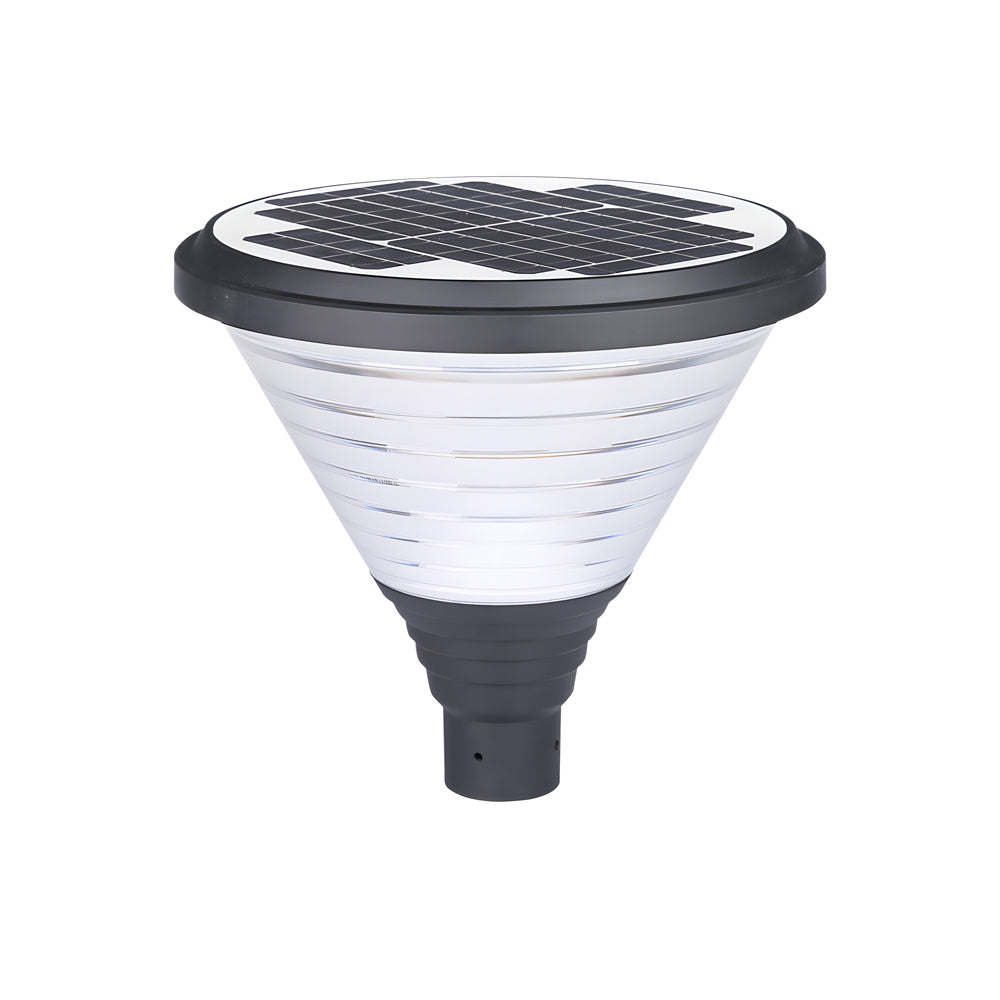 1-Light Round Solar LED Outdoor Lamp Post in Black