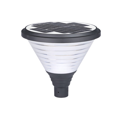 1-Light Round Solar LED Outdoor Lamp Post in Black