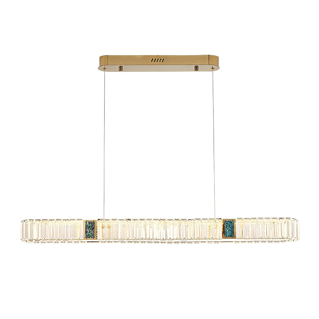 Rectangular Long Strip Stepless Dimming Crystal Dining Room Chandeliers