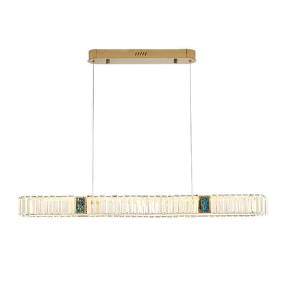 Rectangular Long Strip Stepless Dimming Crystal Dining Room Chandeliers