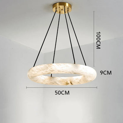 20" Natural Marble Wheel Chandelier