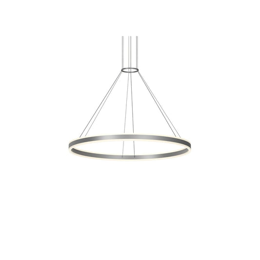 Double Corona 48" Wide Integrated LED Ring Chandelier with Acrylic Shades