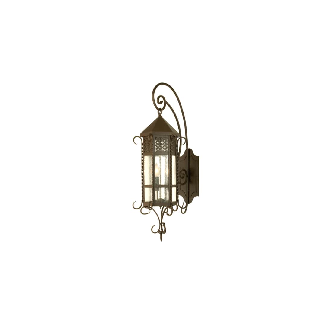 12" Wide 3 Light Lantern Wall Sconce with Seedy Glass Shade