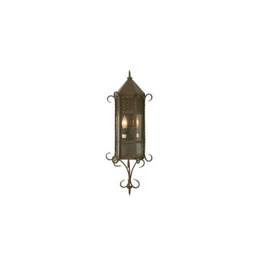 11" Wide 2 Light Lantern Wall Sconce with Seedy Glass Shade