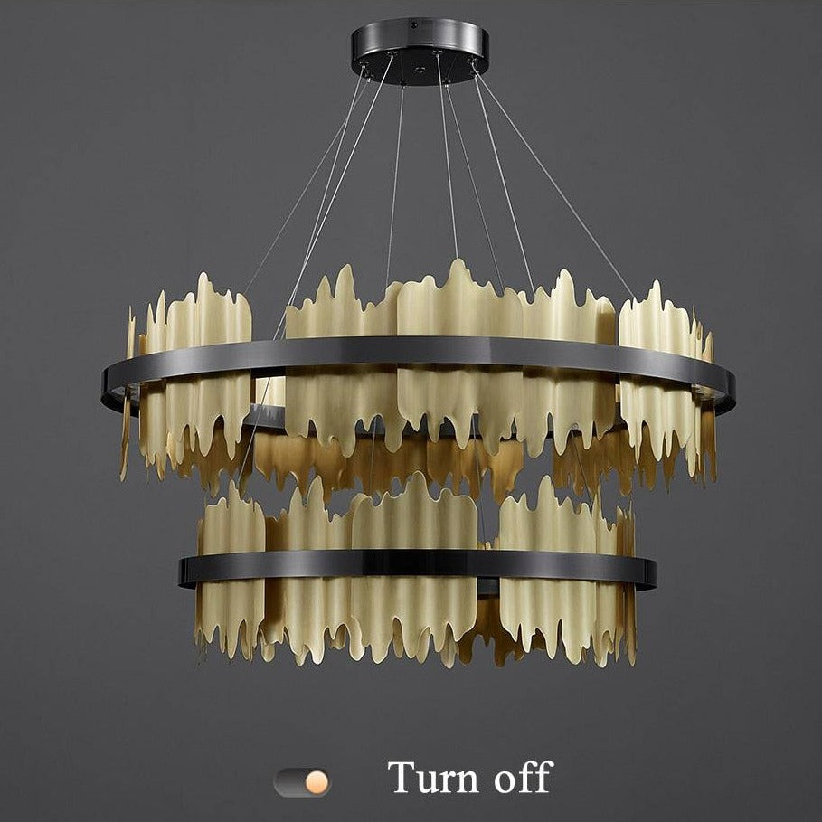 Nera 2-Tier Brushed Brass Modern Chandelier