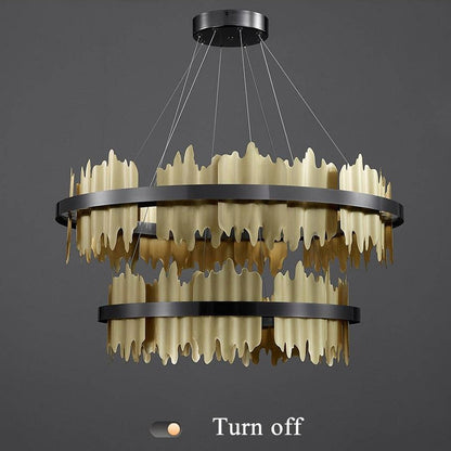 Nera 2-Tier Brushed Brass Modern Chandelier