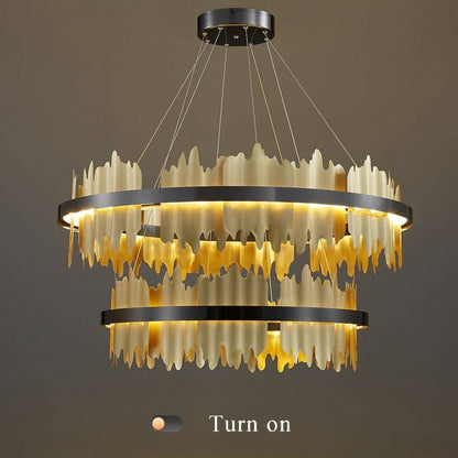 Nera 2-Tier Brushed Brass Modern Chandelier