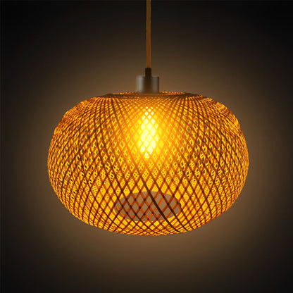 Round Creative Handmade Bamboo Rattan Modern Chandelier Pendant Lights