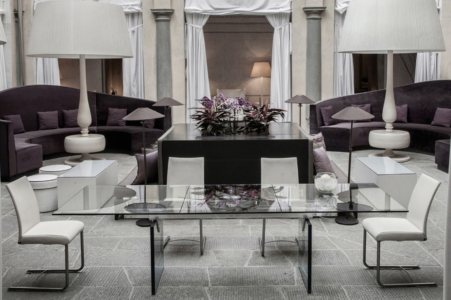 Quasar Extension Dining Table - Glass