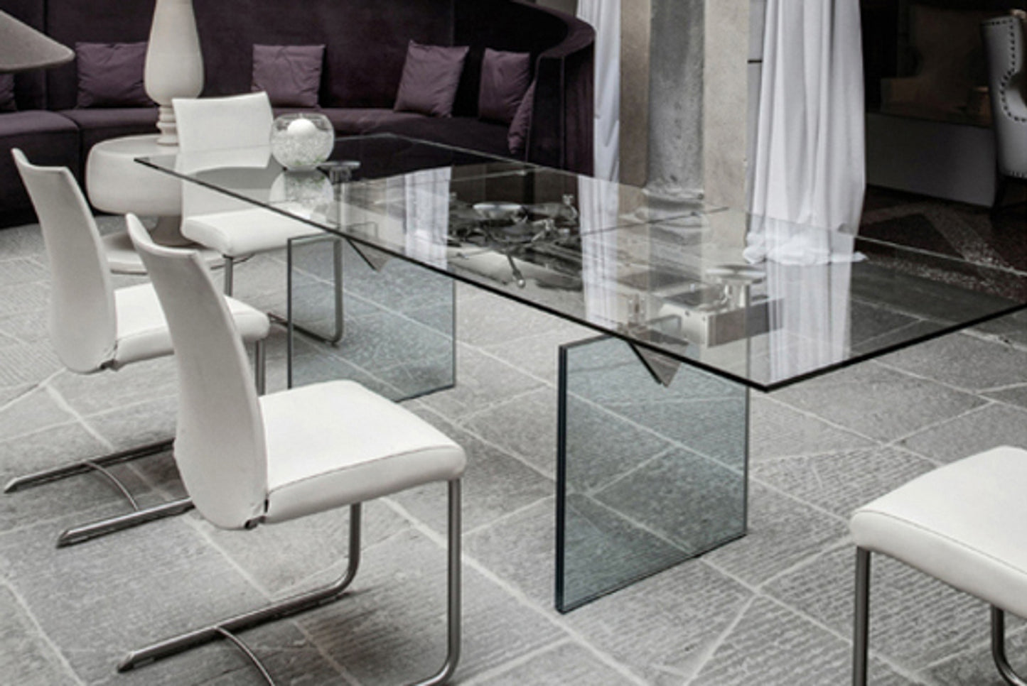 Quasar Extension Dining Table - Glass