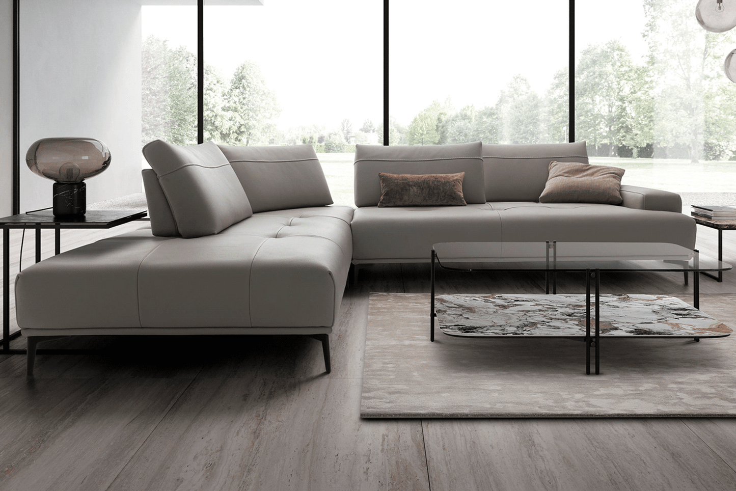 Matteo Sectional - Taupe Leather