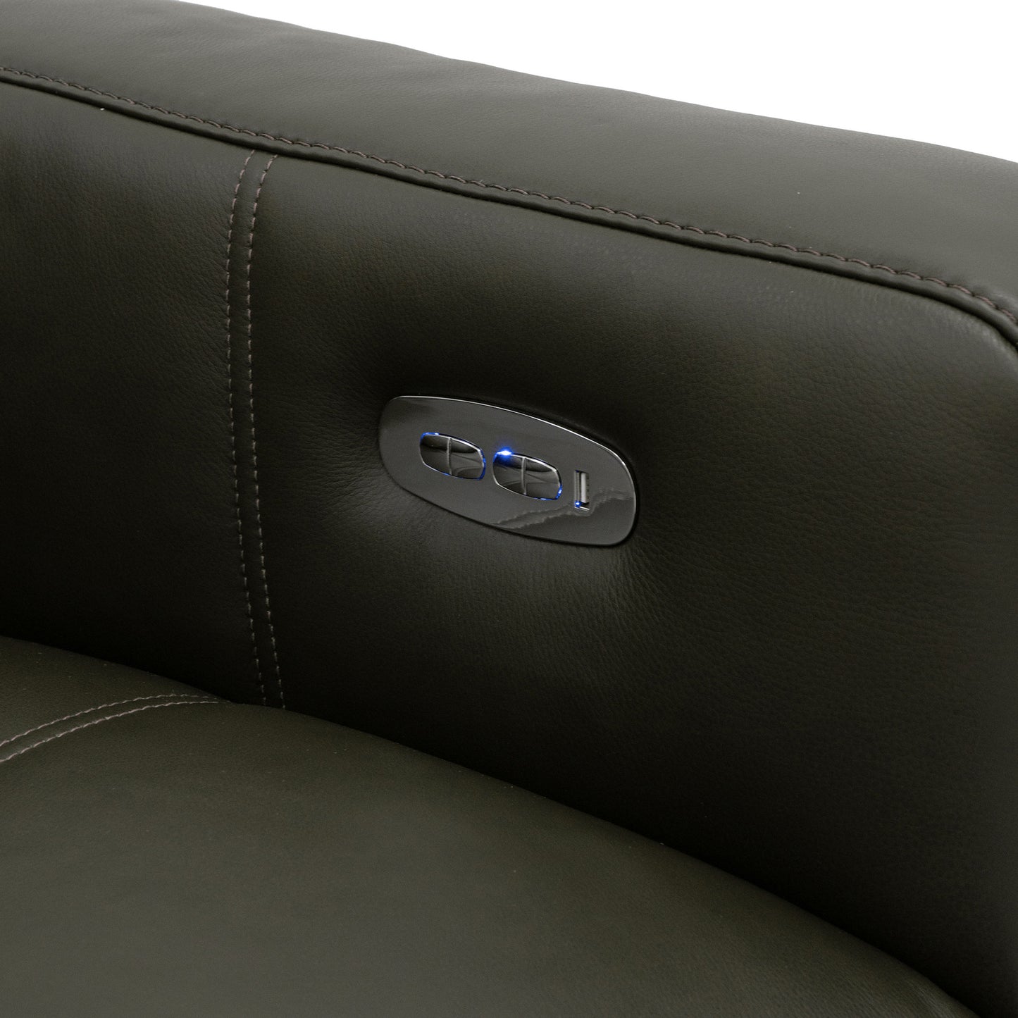 Verona Power Sofa - Olive Leather