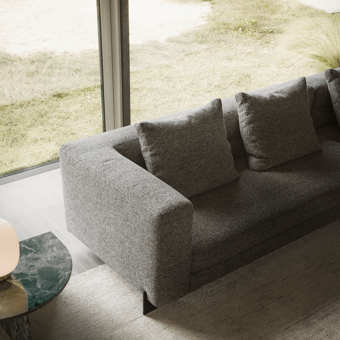 Ariano Sectional - Taupe/Black Fabric