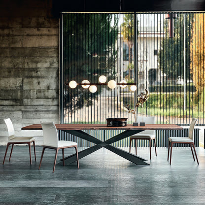 Spyder Wood Top Dining Table - Walnut/Graphite/118