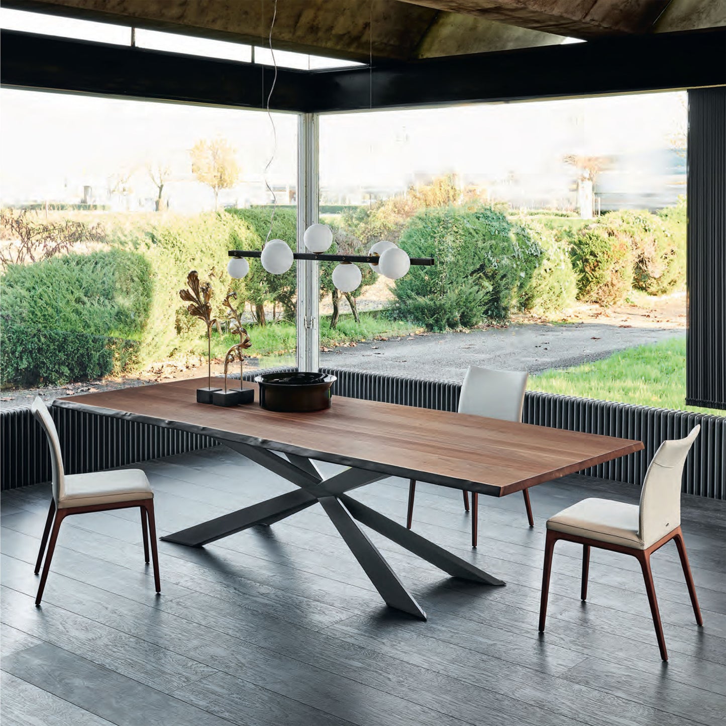 Spyder Wood Top Dining Table - Walnut/Graphite/118