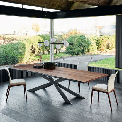 Spyder Wood Top Dining Table - Walnut/Graphite/118