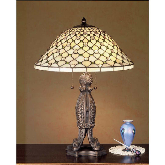 Vintage Stained Glass / Tiffany Table Lamp from the Diamond & Jewel Collection
