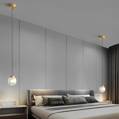 Mini Creative Pattern Round Ball Glass Brass Nordic Pendant Lights