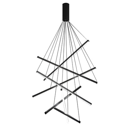 Minimalist Strip Stepless Dimming LED Black Modern Chandelier with Remote