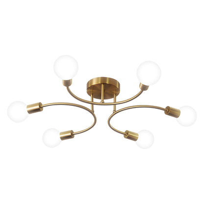 4/6/8-Light Curved Arms White Shade Modern Ceiling Light Fixture