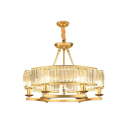 Round Metal Three Step Dimming Modern Rustic Crystal Chandelier Light