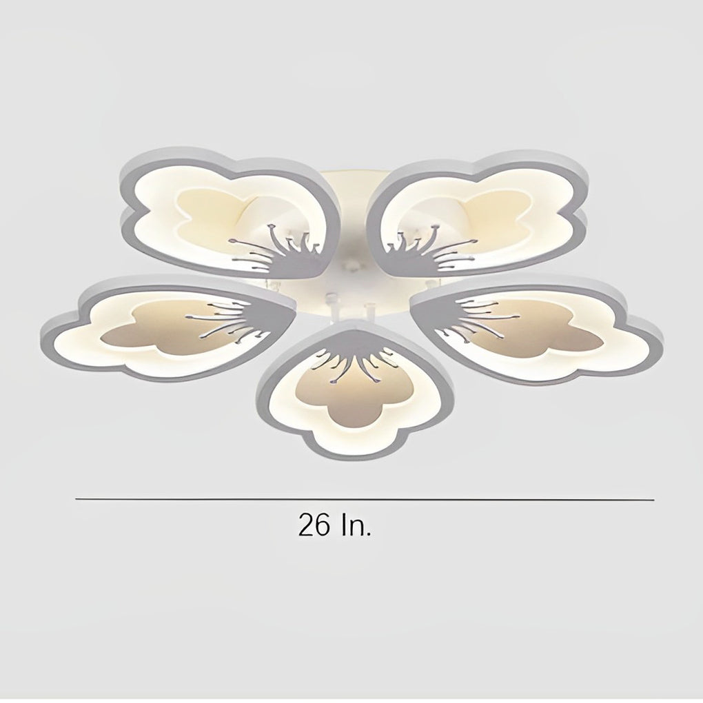 Flower Shaped Dimmable LED White Nordic Chandelier Light Flush Mount Lighting