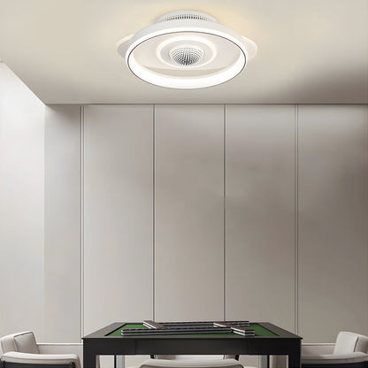 LED Smart Bladeless Ceiling Fan Round White Ceiling Fans with Dimmable Light